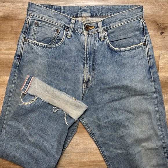 Edwin Selvedge Jeans Men 29x28 Blue Relaxed Fit Baggy Raw Hem Made Japan Redline